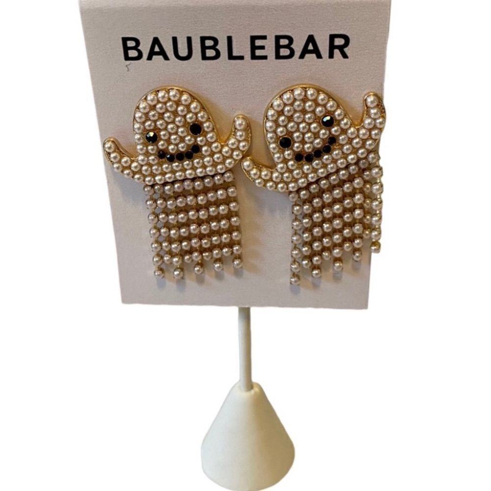 Adorable Seed Bead Ghost Earrings. The bottom half moves.